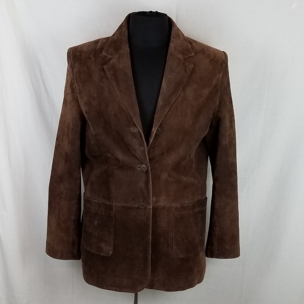 LORD & TAYLOR CHOCOLATE SUEDE LEATHER JACKET Sz L